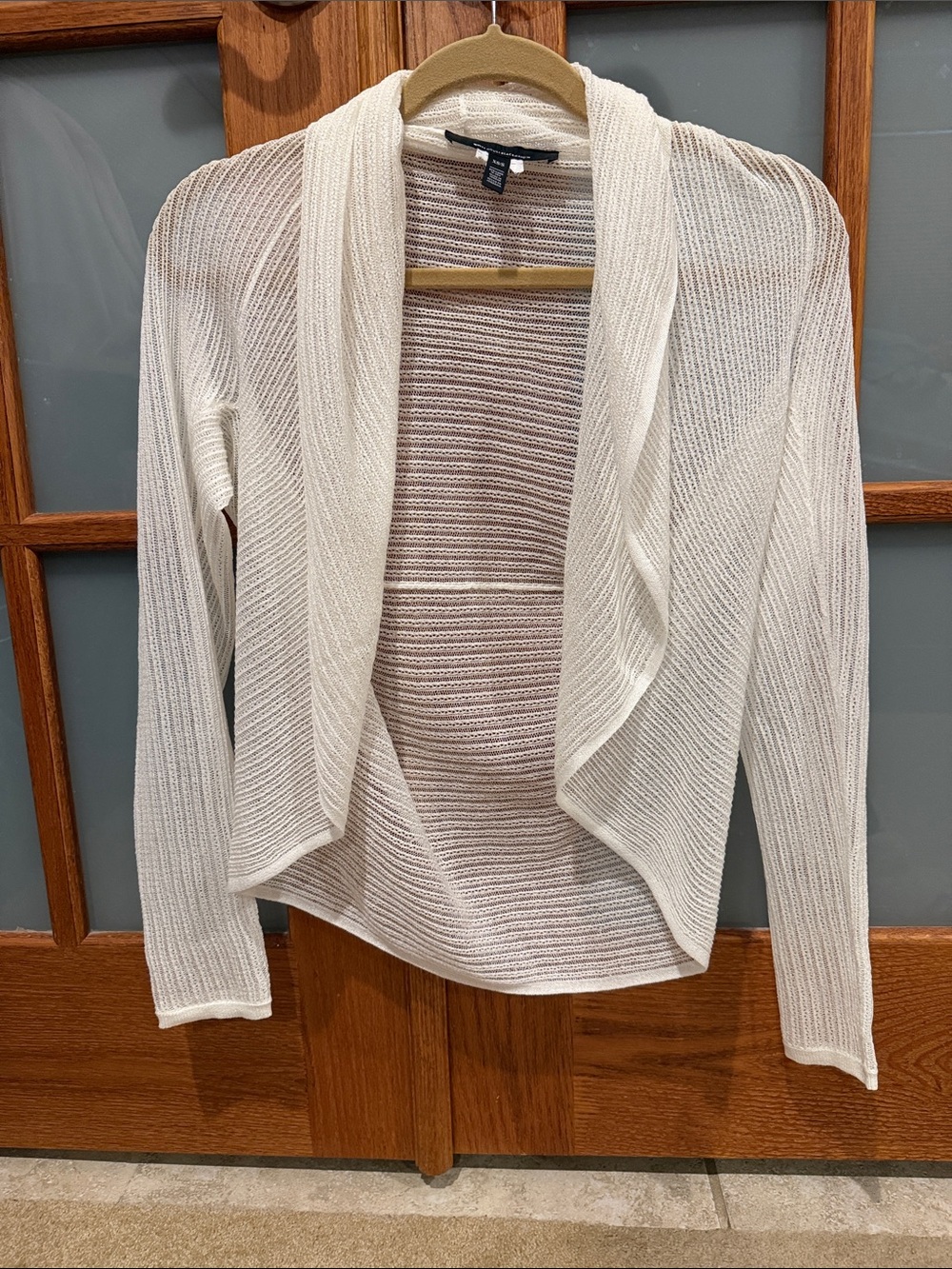 White House Black Market Cream Open-Front Knit Cardigan
